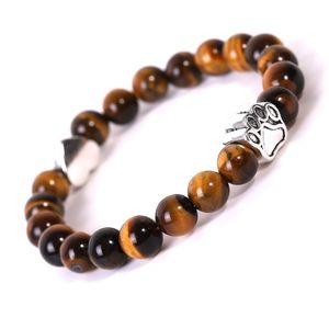 Pietra naturale Paw Heart Bracciale Love Tiger Eye Agata Turchese Perline Bracciali Donna Uomo Gioielli di moda Regalo volontà e sabbia