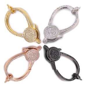 Riversr CZ Micro Pave Lobster Clasp Tillbehör Vit Rosa Gul Golv Svart Koppar Zirkon Hängsmycke Halsband Armband Kontakter DIY Smycken