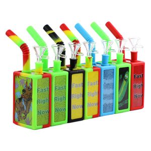 Water pipe dab rigs glass bong pipes smoking bongs hookah silicone straw hookahs beverage box shaped patterned free small bowl favorable price