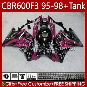 Corpo + serbatoio per HONDA CBR600 CBR 600 F3 FS CC Rose nero 600F3 95 96 97 98 Carrozzeria 64No.68 CBR600F3 CBR600FS 600CC 1995 1996 1997 1998 600FS CBR600-F3 95-98 Kit carenature