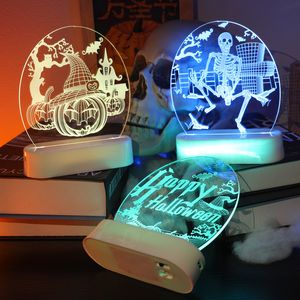 Halloween Decoration Lights 3D Night Light Pumpkin Ghost Skull Ornaments Modellazione creativa 7 Stili 20 21 21