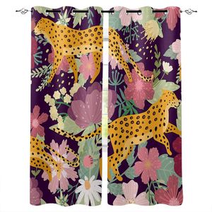 Cortina cortina leopardo em flores coloridas cortinas para sala de estar quarto quarto tratamento persianas acabamento cozinha