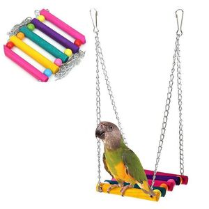 Outros pássaros abastecem brinquedos coloridos de giro pendurados para parrot periquito de aloteiro