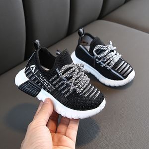 Sezony Dzieci Oddychające Chłopcy Dziewczęta Sportowa Elastyczność Dzieci Casual Sneakers Baby Bieganie Siatki Kanwa Buty 210308