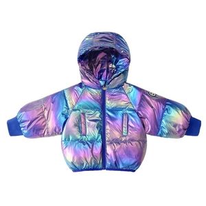 White duck down children's cotton padded jacket winter bright face hooded boys and girls' 211027