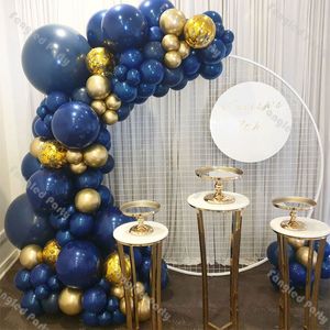 112 Stück mattblaues Konfetti-Gold-Ballon-Girlanden-Bogen-Set für Babyparty, Hochzeit, Dekoration, Geschlecht offenbaren, Geburtstagsparty-Zubehör