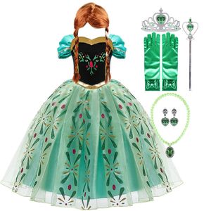 Children Halloween Costumes Baby Girl Anna Dress Frozen Kids Anna Snow Queen Cosplay Costume Girl Princess Dress 3-10 Years G1026