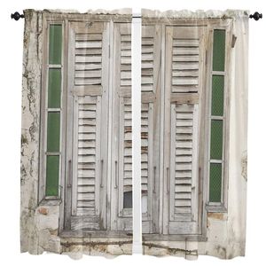 Vorhang Vorhänge Alte Backsteinmauer Holzplanken Fenster Retro Vorhänge für Wohnzimmer Luxus Home Decor Schlafzimmer Küche Fenster