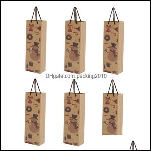 Gift Event Festive Supplies Home & Gardengift Wrap 6Pcs Kraft Paper Wine Bottle Bags Reusable Christmas Packaging For Gifts Xmas Party Drop