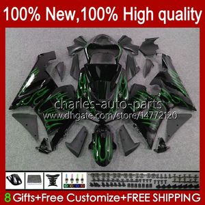 Full Bodys For KAWASAKI NINJA ZX 6R 600CC 6 R ZX636 ZX600C ZX6R 05 06 green flames Bodywork 7No.91 ZX 636 ZX-600 ZX-636 600 CC 05-06 ZX600 ZX-6R 2005 2006 OEM Fairings Kit