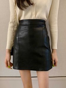 ヴェルエルユ女性スカートファッションブラックソリッドフェイクレザーセクシーボディコン夏鉛筆Sプラスサイズハイウエストミニ210608