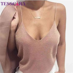 Tesscara Kadınlar Yaz Casual Cami Moda Kadın Seksi Kaşkorse Tank Top Tees Zarif T-Shirt Tops Tatlı Tshirt Fanila 210608