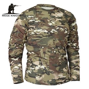 Mege Brand Clothing Autumn Spring Men Manga Longa Tática Camuflagem T-shirt camisa masculina Secagem Rápida Camisa Militar do Exército 220312