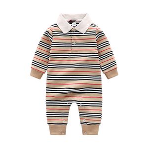 新しい熱い販売新生児服長袖デザイナー Footies 綿 babys ロンパースストライプ幼児服新生児ジャンプスーツ