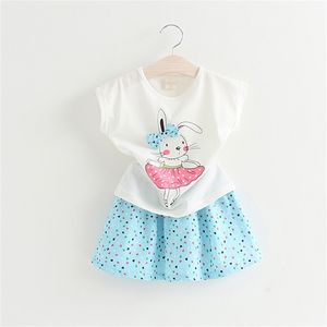 Vestiti per ragazze Estate Bambini Cute Rabbit T-Shirt + Gonna Suit Kid 2-6Y Abiti per bambini per 210528