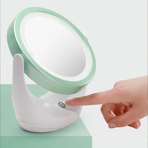 Sensore di luce a LED per il trucco 5× Ingrandimento da tavolo da toeletta Illuminazione a specchio in piedi Touch screen a doppio lato