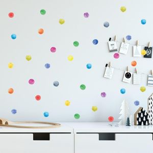 Duvar Çıkartmaları Ins Suluboya Renkli Dalga Nokta Bebek Kız Yatak Odası Oturma Odası Kreş Çıkartması Anaokulu Polka Dots Ev Dekorasyonu