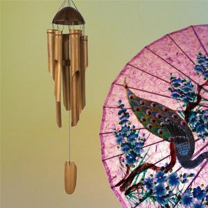 装飾的なオブジェクト図形の手作り竹の風チャイムビッグベルチューブココナッツウッド屋内と屋外の壁ぶら下げチャイムデコレーションデコール