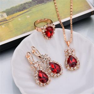 Earrings & Necklace Amazing Jewelry Sets African Bridal Gold Color Ring Wedding Crystal Women Fashion Jewellery Set