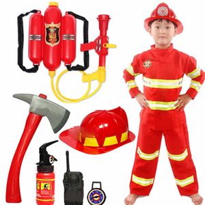 Halloween Costume for Kids Firefighter Uniform Children Sam Cosplay Fireman Role Play Fancy Clothing Boy Fancy Party Q0910