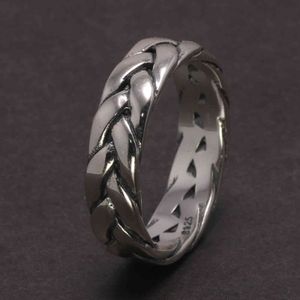 925 Sterling Silver Mens Jewelry Braided Rings Twist Of Fate Stackable Ring Punk Rock Cool Aceessories