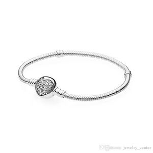 Gioielli firmati Bracciale in argento 925 Charm Bead fit Pandora Bracciali donna Bianco CZ Bracciali con diapositive micro pavimentate Perline Charms stile europeo Perline Murano