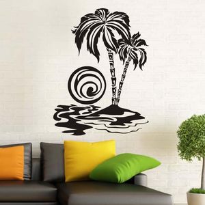 Wholesale tropical bedroom for sale - Group buy Wall Stickers Tropical Island Resort Seashore Sticker Palm Sunset Silhouettes Home Decor Decal Coconut Tree Living Room Bedroom