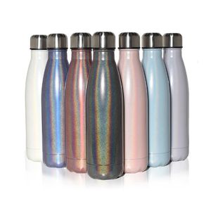 17oz Rainbow Cola Shape Insulated Water Bottle Double Wall Vacuum Flask 500ml Sport Travel Thermal Thermos Bottles