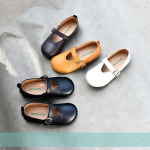 Children retro leather shoes princess elegant genuine leather shoes baby spring and autumn school style single shoes 210713