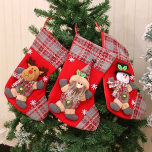 Christmas Stockings Cute Santa Claus Elk Snowman Candy Gift Bag Socks Home Xmas Fireplace Party Akcesoria