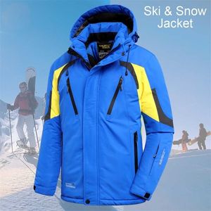 Mężczyźni Zima Zimowa Odrzutowa Ski Premium Śnieg Ciepły Parkas Kurtka Płaszcz Outwear Casual Z Kapturem Wodoodporna Gruba Polar Parka 211027