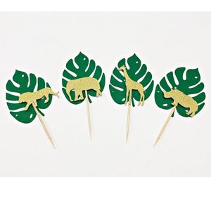 Party Decoration Wild Animal Forest Jungle Safari Thema e Eén jaar Old First Boy Girl Birthday Cake Topper Banner Achtergrond