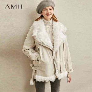 Wool Fur Coat Winter Women Lapel Zipper Solid Female Thick Jackets 11920269 210527