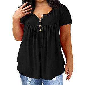 Big size Summer Woman T-shirt Loose short sleeve solid slim tshirts female Fat MM plus size women clothing large size tops Y0621