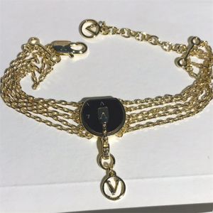 Mehrschichtige Ketten-Charm-Armbänder mit Box-Buchstaben-Blumen-Designer-Armband, exquisites Geschenk für Mädchen-Schmuck