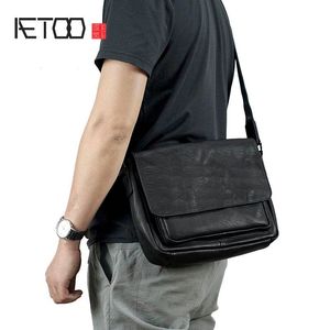 HBP AETOO Shoulder Bag Men's Leather Messenger Bag Cross Section Soft Leather Large Capacity Postman Bag Head Layer Leather Casual F