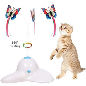 Katt leksaker rolig träning elektrisk fladder roterande kattunge leksaker katt jagar teaser interaktiv fladder bug katt fjäril leksak 210929