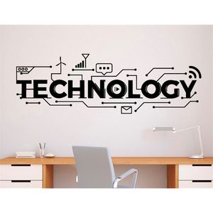 Teknoloji Yazı Duvar Çıkartması Vinil Sticker Bilim Eğitim Okul Sanatı Tasarım Sınıf İç Duvar Dekorasyon DIY 3R06 210705