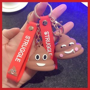 Rolig Prank Toy Poop Keychain Gullig Creative Keychain Anime Cartoon Presents Tillbehör G1019