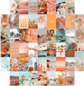 Wholesale room kits resale online - Wall Stickers Peach Theme Boho Style Beach Aesthetic Picture Collage Island Vacation Print Kits For Girls Room Dorm Decorations