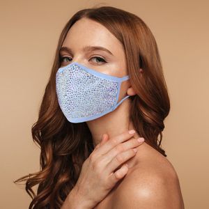 Designer Face Mask donne Maschere in cotone con diamanti luminosi comoda maschera traspirante