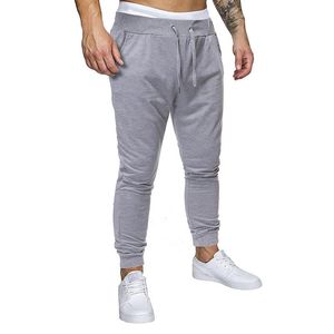 Herrbyxor Svart Grå Solid Färg Mens Joggers Casual Lång Man Sweatpants Hip Hop TrackSuit Slim Byxor 2021 Svettkläder