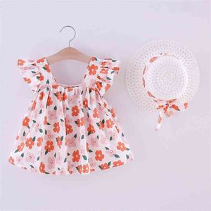 Летнее платье Цветочный принт для девочек Детская Одежда 1-4 лет Одежда для девочки Sun 210528