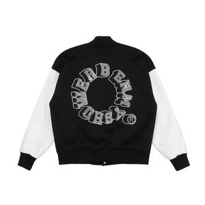 Herrenjacken Männer Mode Langarm Bomber Patchwork Bohren Stickerei Baseball Jacke Herbst V-Ausschnitt Hip-Hop Streetwear Mäntel