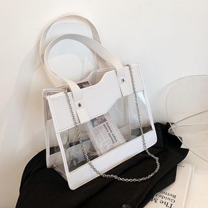 Вечерние сумки женские дизайн белый прозрачный плечо прозрачный большой емкостью сумка PVC искусственная кожаная сумка по кровату