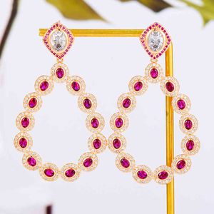 Märke Luxury AAA Cubic Zirconia Big Pendant Statement Dangle Drop Kvinnor Erodrop Afrikanska Koreanska Örhängen 2019 Smycken