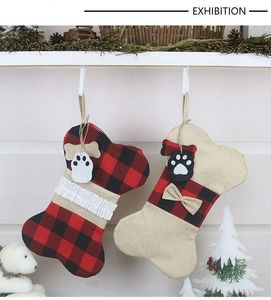 Newest Santa Claus Stocking Fish Bone Shape Socks Christmas Tree Decorations Xmas Gift Bags Fireplace Pendant For Friends