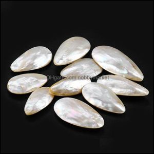 Charms Jewelry Findings & Components 1Pc Two-Side Natural Sea Shell Long Water Drop Pendant Tear Charm White Mop Beads Diy Making Necklace E