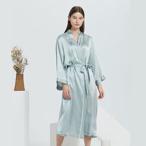 Elegante Braut Nachtwäsche Roben Weiche Seidensatin Satin Sexy Langarms Maßgeschneiderte Frauen Nachtwäsche Pyjamas mit Gürtel