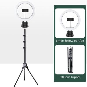 360 Degree Smart Selfie Stick Gimbal Stabilizer With Photography Ring Light Auto Face Object Tracking Camera Tripod Phone Mount